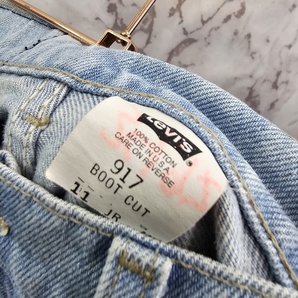 Levis Jeans Women 29x31 Vintage 90s 917 High Rise Bootcut Tie Dye Rigid Denim L2 - Picture 3 of 12